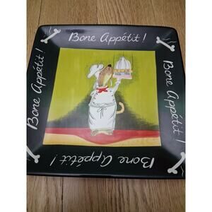 Certified International Tracy Flickinger Dog Bone Appetit Square Platter/Plate